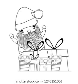 christmas santa claus with gift in the snowscape