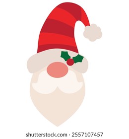 Christmas Santa Claus   gnome face vector cartoon illustration