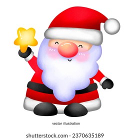 Christmas Santa Claus Gnome  with star  vector illustration