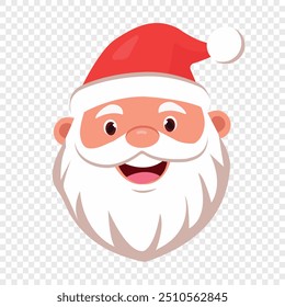 Christmas Santa Claus greeting card vector template design. Merry Christmas and Happy New Year greeting with cute Santa Claus characters, on transparent background, Vector