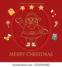 Navidades Santa Claus tarjeta de felicitación Vector diseño de Plantilla. Feliz Navidad y feliz año nuevo saludo con personajes lindos de Papá Noel sosteniendo pizarra blanca para la Plantilla de invitación de Navidad. Vector