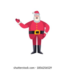 christmas, santa claus with hand up on white background vector illustration design