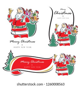 christmas santa claus and happy new year vector illustration