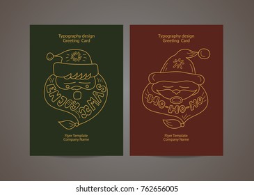 Christmas Santa Claus. Happy New Year greeting cards, outline, contour. 