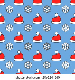 Christmas Santa Claus hat art seamless pattern