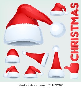  Christmas Santa Claus hat collection. Detailed vector illustration. Visit profile to see more stuff