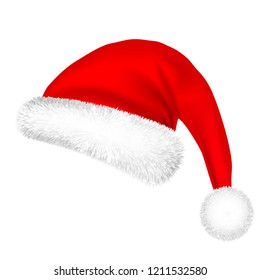 Christmas Santa Claus Hat With Fur. New Year. Winter Cap. Vector illustration.