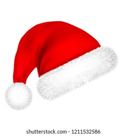 Christmas Santa Claus Hat With Fur. New Year. Winter Cap. Vector illustration.