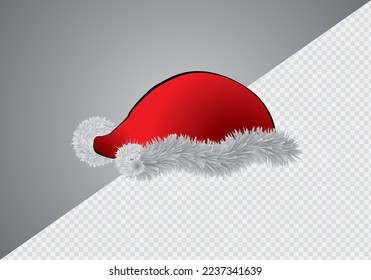 Christmas Santa Claus Hat With Fur. New Year. Winter Cap. Vector illustration.