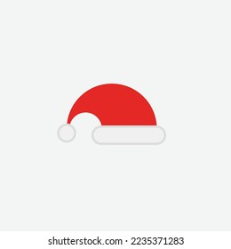 Nochebuena Santa Claus Hat Illustration. Sombrero de Santa, rojo y blanco. Vector de decoración navideña, aislado en fondo blanco. Diseño plano. Símbolo de fiesta.