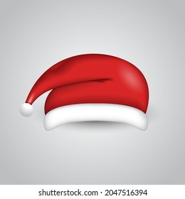 Christmas Santa Claus hat isolated on white background. New Year red hat for video chat effects. Vector xmas selfie filter character.