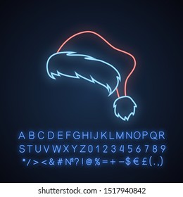 Christmas Santa Claus hat neon design with letters