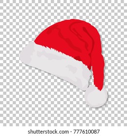 Christmas Santa Claus Hat With Shadow on isolated background