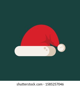 Christmas Santa Claus hat, vector illustration, isolated on background