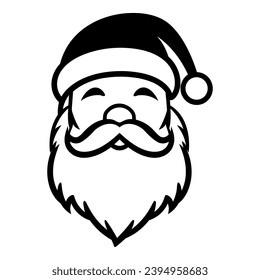 A Christmas Santa Claus and hat Vector silhouette isolated on a white background