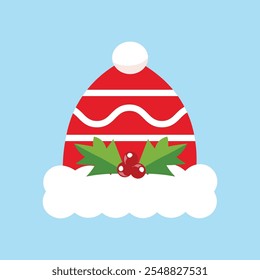 Christmas santa claus hat vector in flat style. Christmas celebration hat vector illustration.