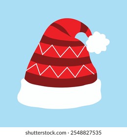 Christmas santa claus hat vector in flat style. Christmas celebration hat vector illustration.