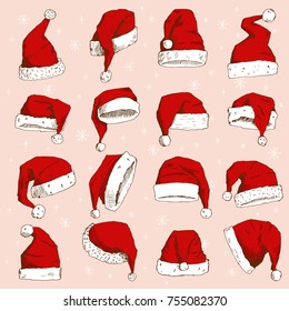 Christmas Santa Claus Hat Vector Noel Isolated Illustration New Year Christians Xmas Party Design Decoration Hat Element