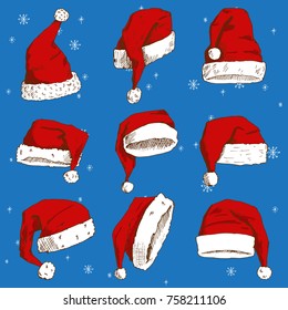 Christmas Santa Claus hat vector noel isolated illustration New Year Christians Xmas party design decoration hat element