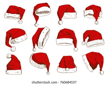 Christmas Santa Claus hat vector noel isolated illustration New Year Christians Xmas party design decoration hat element