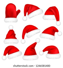 Big Set Red Santa Hats Boot Stock Vector (Royalty Free) 88231486 ...