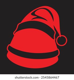 Christmas Santa Claus Hats With Fur Set. New Year Red Hat Isolated on White Background. Winter Cap. Vector illustration.