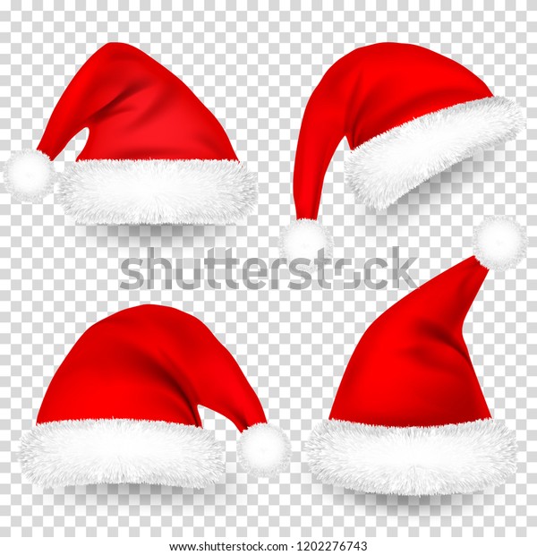 Christmas Santa Claus Hats Fur Shadow Stock Vector Royalty