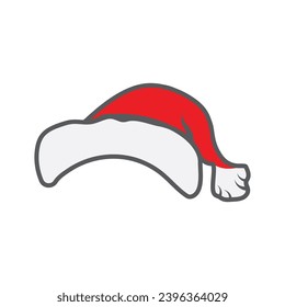 Christmas Santa Claus Hats With Shadow Set. New Year Red Hat Isolated