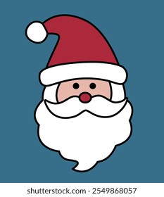 Christmas Santa Claus Head Cartoon Style Flat Stock Vector Illustration.