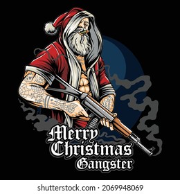 Bad Black Santa With A Gun