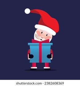 christmas, santa, santa claus, holiday, claus, gift, winter, vector, xmas, cartoon, hat, illustration, celebration, card, merry, present, happy, new year, red, greeting, fun, beard, december, season, 