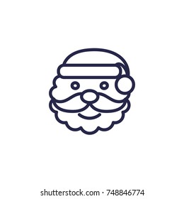 Christmas santa claus icon black color line style isolated on white background for product promotion, greeting card, web design, poster, christmas sale and marketing, decoration. Vector Illustration