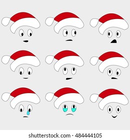 Christmas santa claus icon smile set