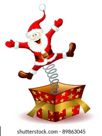 Christmas Santa Claus jumping out of the box