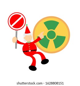 christmas santa claus merry stop nuclear activity sign cartoon doodle flat design style vector illustration