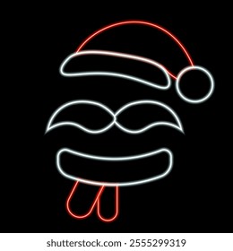 Christmas Santa Claus Moustache in neon effect