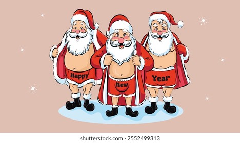 Christmas Santa Claus, new year, joy, holiday, with handwritten text. Vector