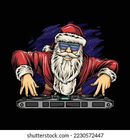 Papá Noel jugando música DJ