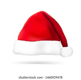 Christmas Santa Claus red hat. Vector illustration isolated on white background. Ready for your design. EPS10.