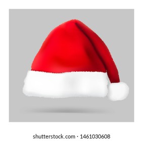 Christmas Santa Claus red hat. Vector illustration on grey background. Ready for your design. EPS10.