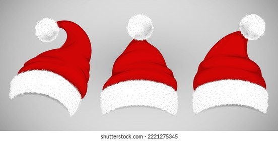 Navidad se ponen sombreros rojos de Papá Noel. Ilustración del vector
