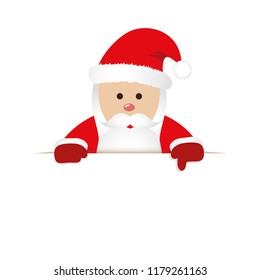 Christmas Santa Claus in red is pointing on blank greeting card vector illustration EPS10