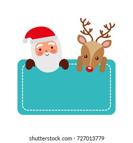 christmas santa claus and reindeer card empty decoration