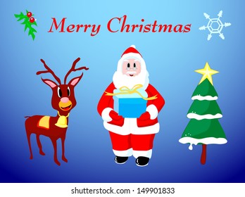 Christmas Santa Claus and reindeer with color background for Xmas theme