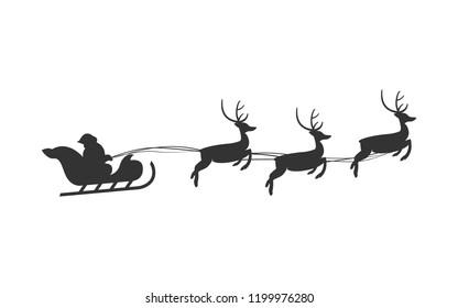 Christmas Santa Claus Reindeer Sleigh, Merry Christmas Vector Isolated Illustration Background