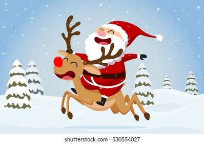 Christmas Santa Claus Reindeer Snowmen Background Stock Vector (Royalty ...