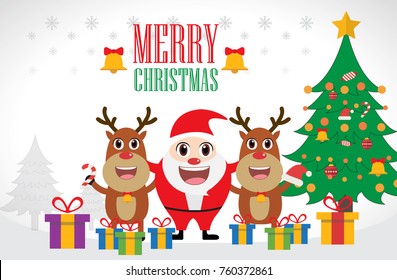 Christmas Santa Claus and reindeer. Vector illustration