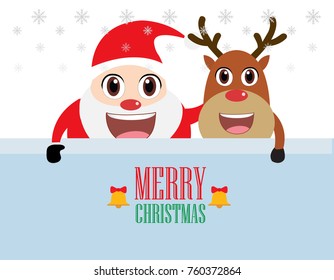 Christmas Santa Claus and reindeer. Vector illustration