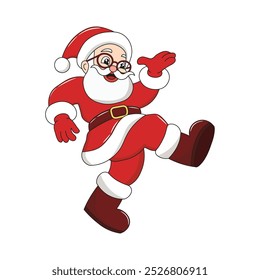 Christmas Santa Claus. Retro groovy Christmas character or mascot, 70s 80s vibe. Vector illustration isolated on transparent background, editable stroke. 