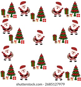 Natal Papai Noel padrão sem costura com ornamentos de decoração de Natal